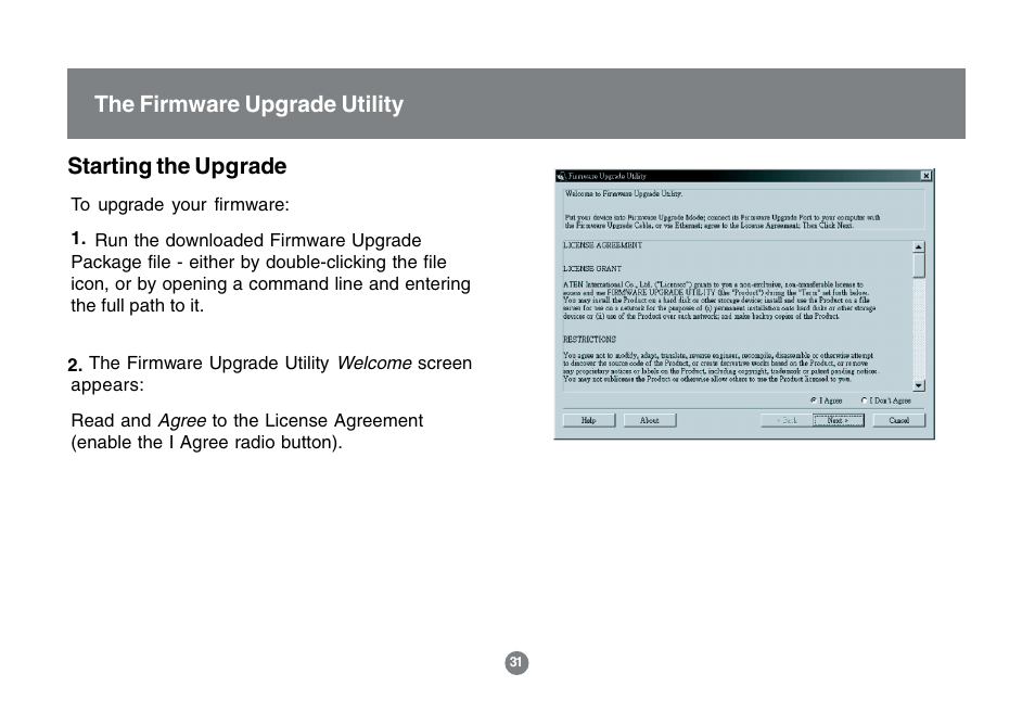 Starting the upgrade the firmware upgrade utility | IOGear GCS1762 User Manual | Page 33 / 45