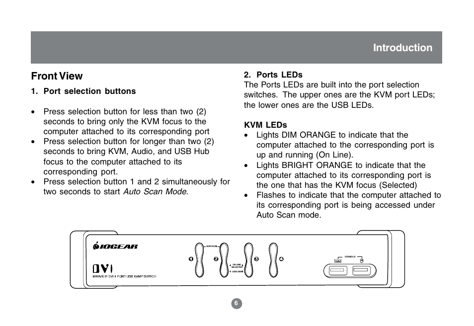 Front view, Introduction | IOGear GCS1762 User Manual | Page 8 / 45