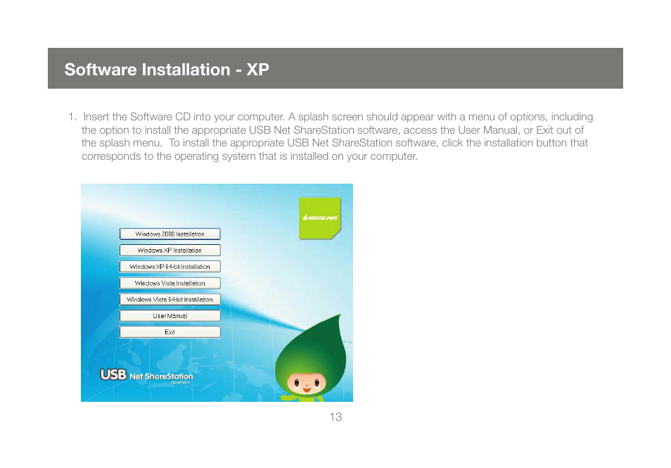 Software installation - xp | IOGear M1057 User Manual | Page 13 / 56