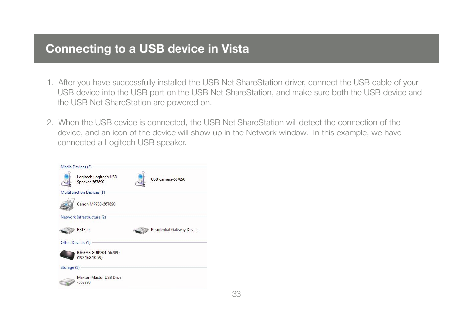 Connecting to a usb device in vista | IOGear M1057 User Manual | Page 33 / 56