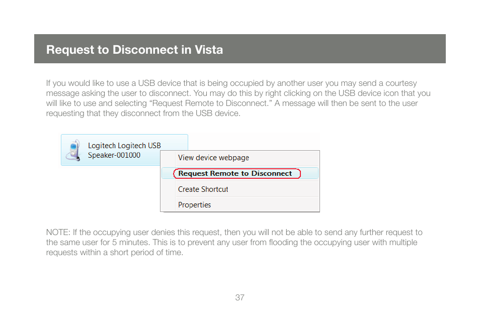Request to disconnect in vista | IOGear M1057 User Manual | Page 37 / 56