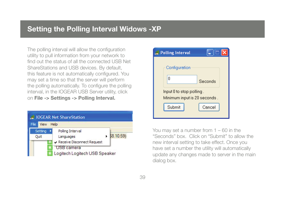 Setting the polling interval widows -xp | IOGear M1057 User Manual | Page 39 / 56