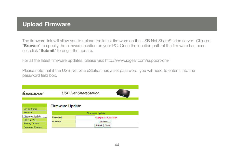 Upload firmware | IOGear M1057 User Manual | Page 44 / 56