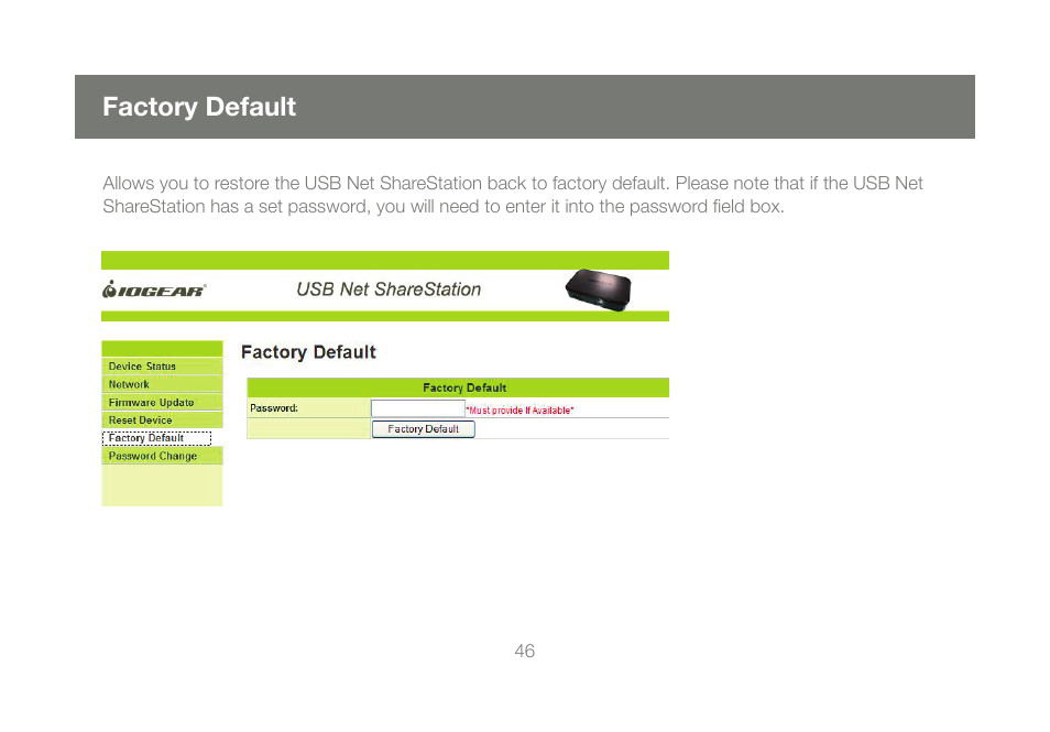 Factory default | IOGear M1057 User Manual | Page 46 / 56