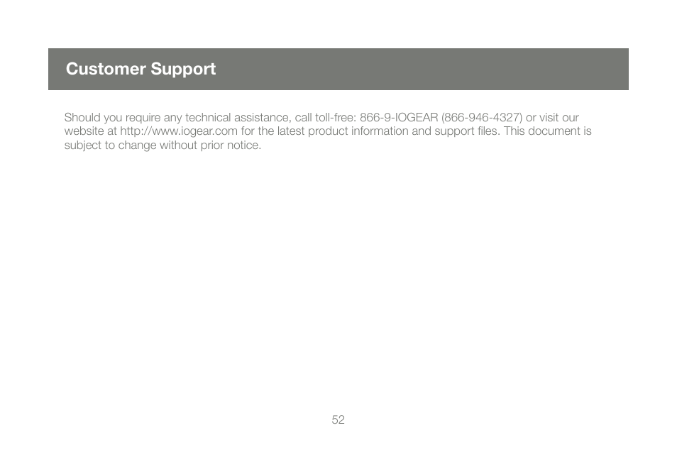 Customer support | IOGear M1057 User Manual | Page 52 / 56