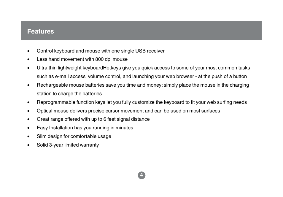 Features | IOGear GKM521R User Manual | Page 6 / 42