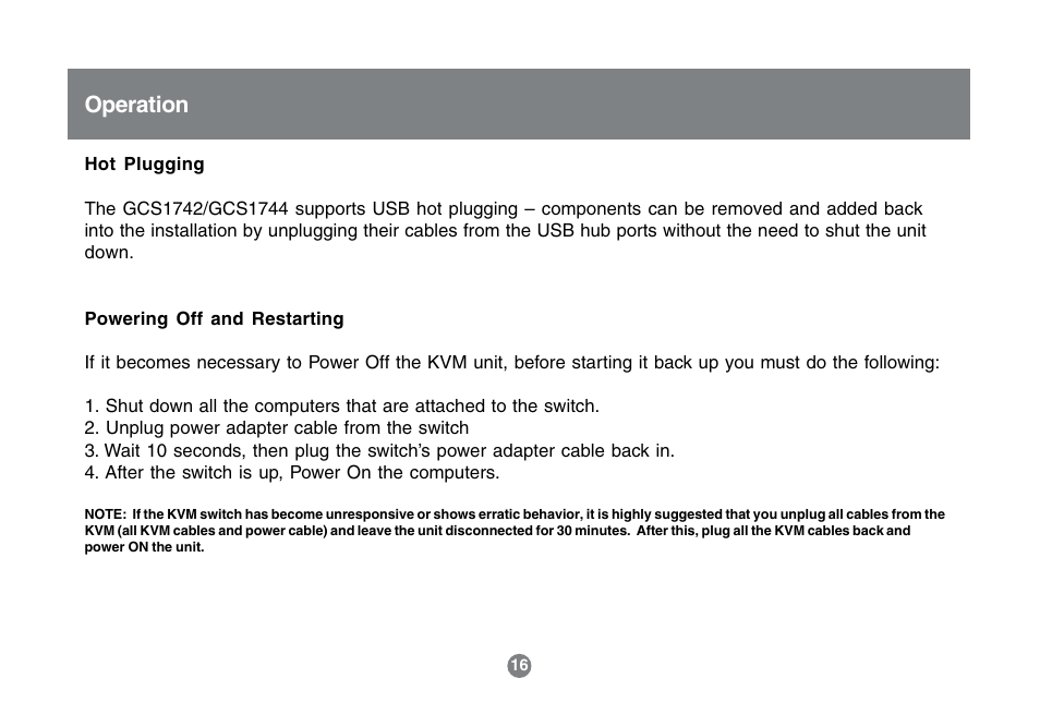 Operation | IOGear GCS1742 User Manual | Page 16 / 48