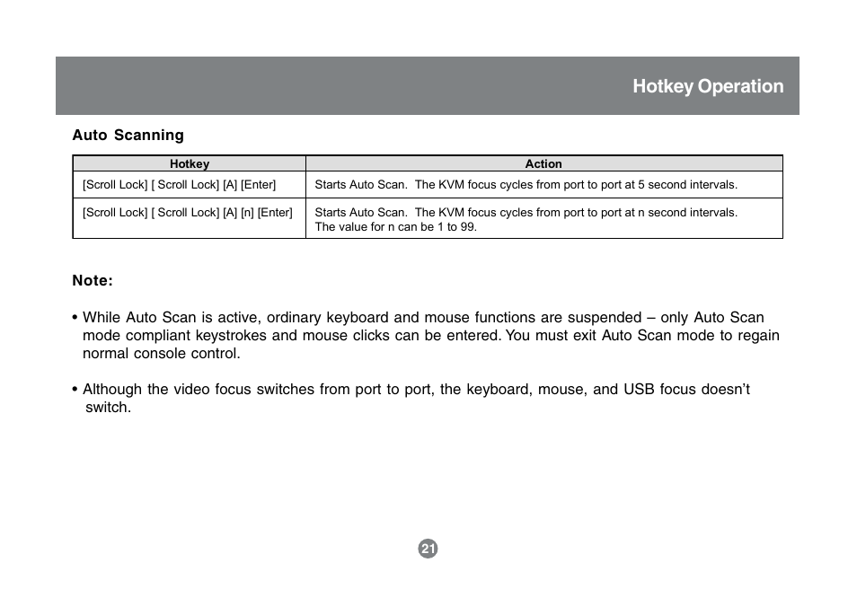 Osd operation, Hotkey operation | IOGear GCS1742 User Manual | Page 21 / 48