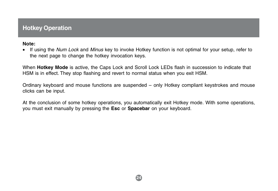 Hotkey operation | IOGear GCS1742 User Manual | Page 24 / 48