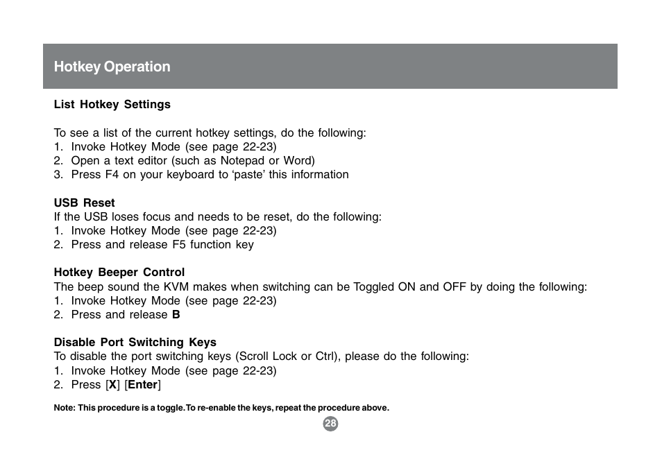 Hotkey operation | IOGear GCS1742 User Manual | Page 28 / 48