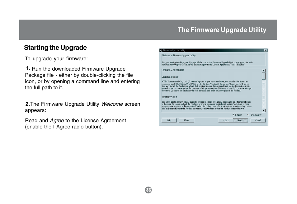 Starting the upgrade the firmware upgrade utility | IOGear GCS1742 User Manual | Page 35 / 48