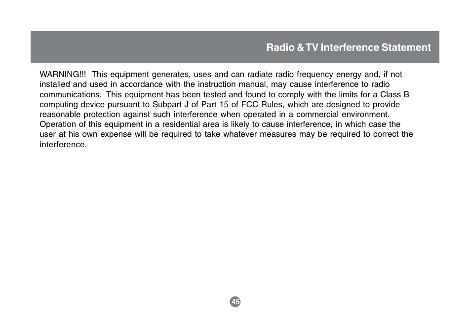 Radio & tv interference statement | IOGear GCS1742 User Manual | Page 45 / 48