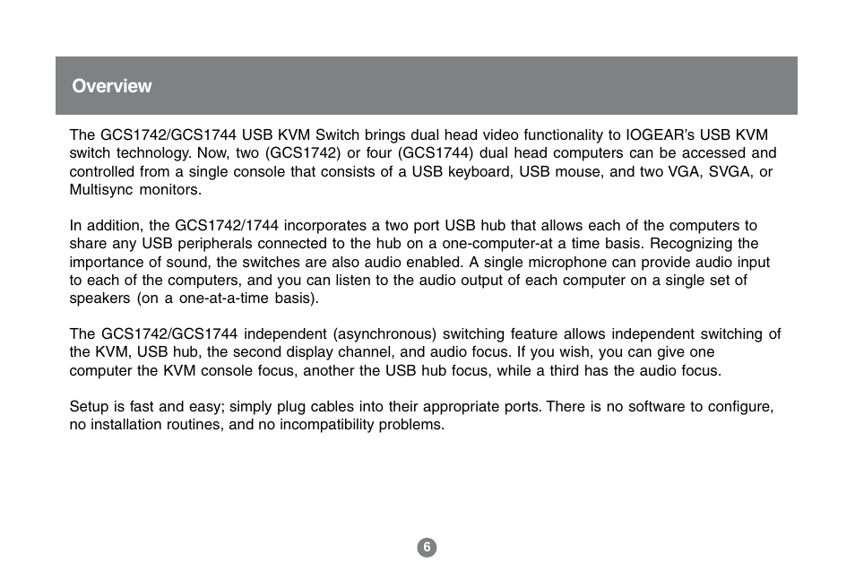 Overview | IOGear GCS1742 User Manual | Page 6 / 48