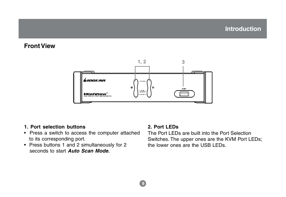 Front view, Introduction | IOGear GCS1742 User Manual | Page 9 / 48