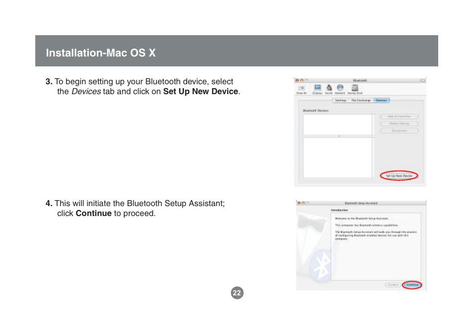 Installation-mac os x | IOGear Enhanced Data Rate Bluetooth USB Adapter GBU221P User Manual | Page 22 / 60