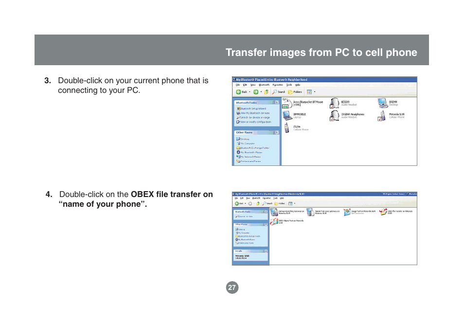 Transfer images from pc to cell phone | IOGear Enhanced Data Rate Bluetooth USB Adapter GBU221P User Manual | Page 27 / 60