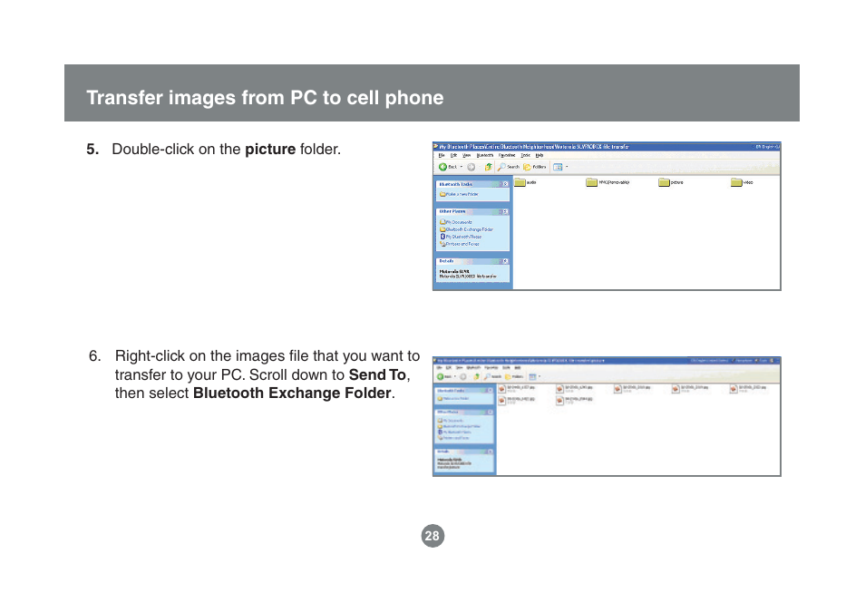 Transfer images from pc to cell phone | IOGear Enhanced Data Rate Bluetooth USB Adapter GBU221P User Manual | Page 28 / 60