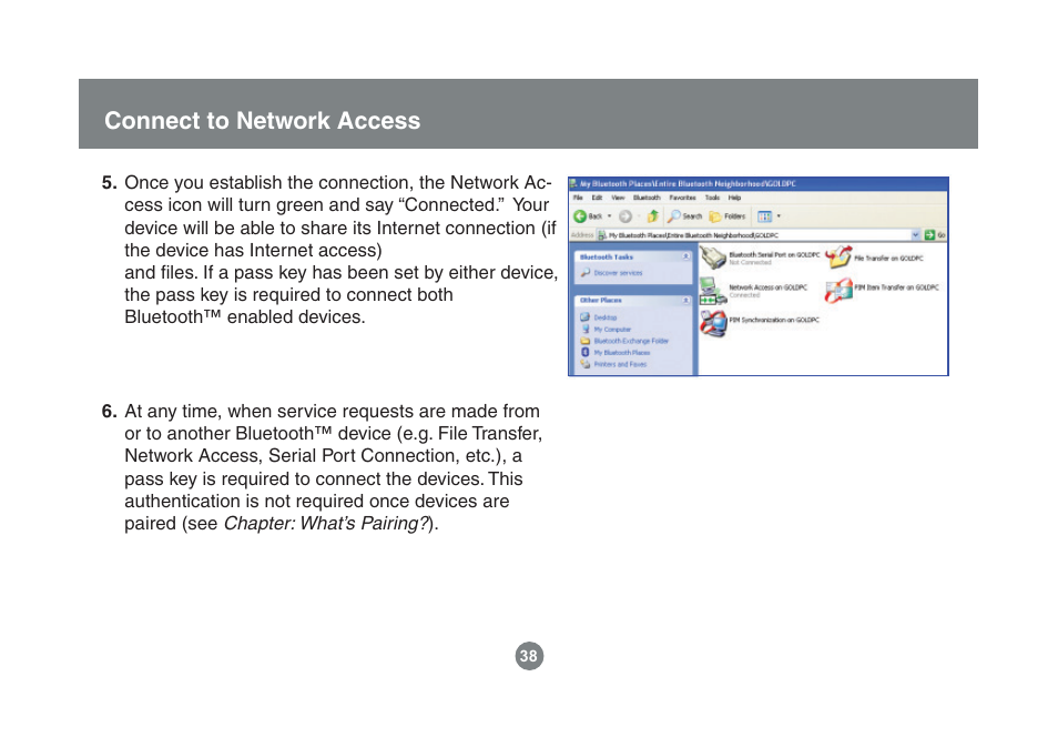 Connect to network access | IOGear Enhanced Data Rate Bluetooth USB Adapter GBU221P User Manual | Page 38 / 60