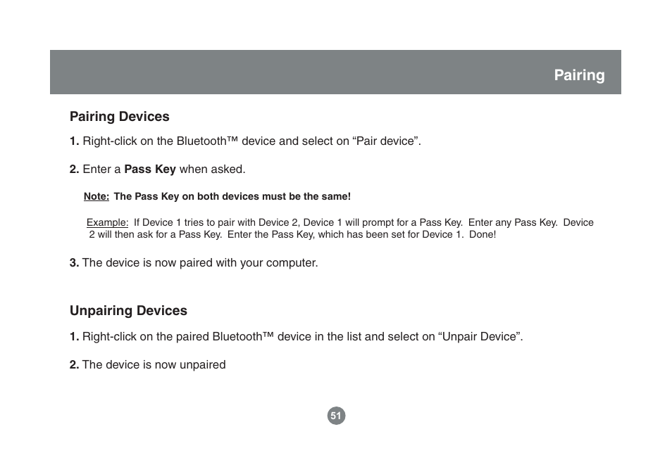 Pairing | IOGear Enhanced Data Rate Bluetooth USB Adapter GBU221P User Manual | Page 51 / 60