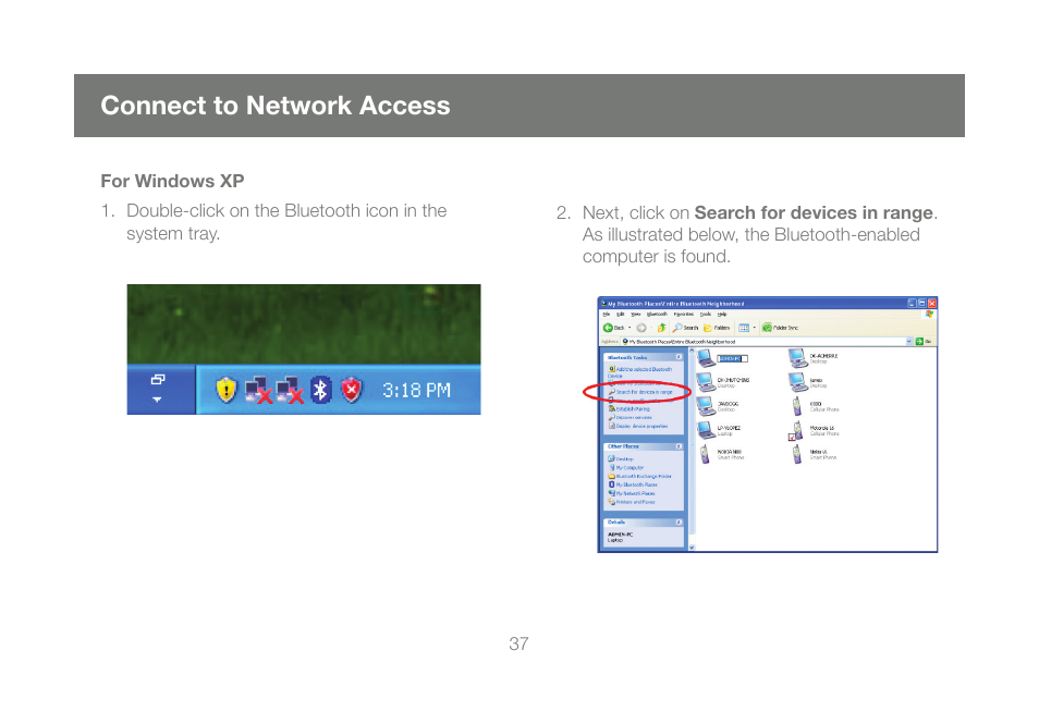 Connect to network access | IOGear Bluetooth 2.0 USB Micro Adapter GBU421 User Manual | Page 37 / 69