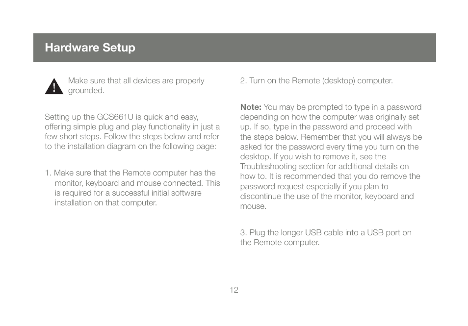 Hardware setup | IOGear GCS661U User Manual | Page 12 / 36
