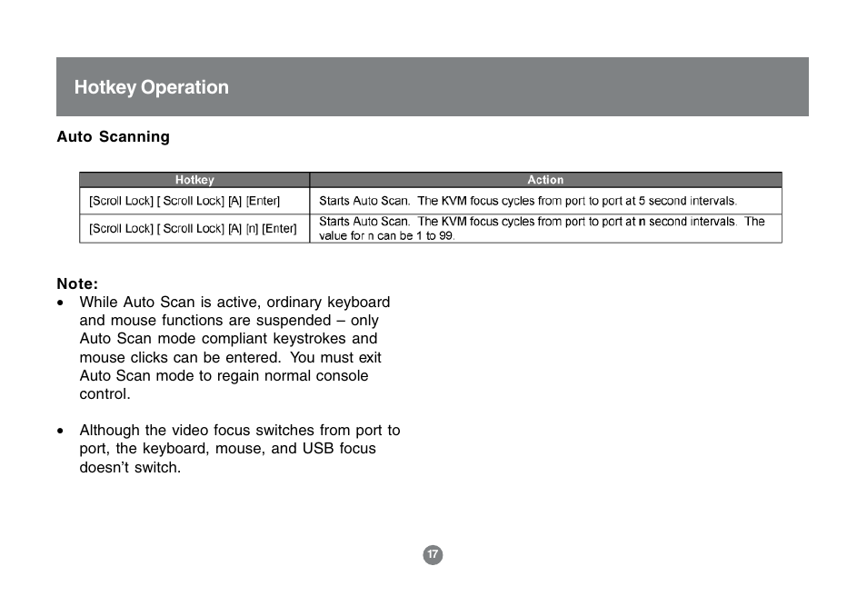 Hotkey operation | IOGear GCS1772 User Manual | Page 19 / 45