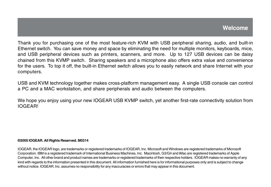 Welcome | IOGear GCS1772 User Manual | Page 2 / 45