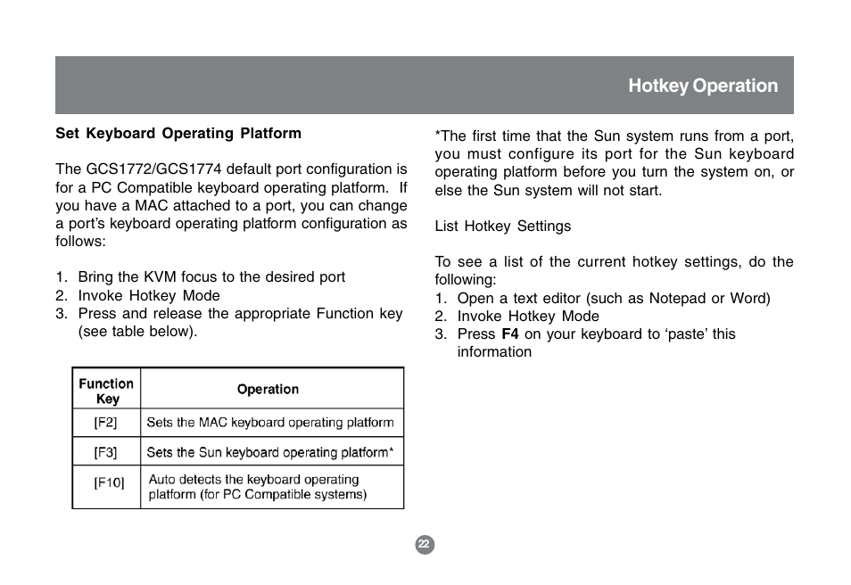 Hotkey operation | IOGear GCS1772 User Manual | Page 24 / 45