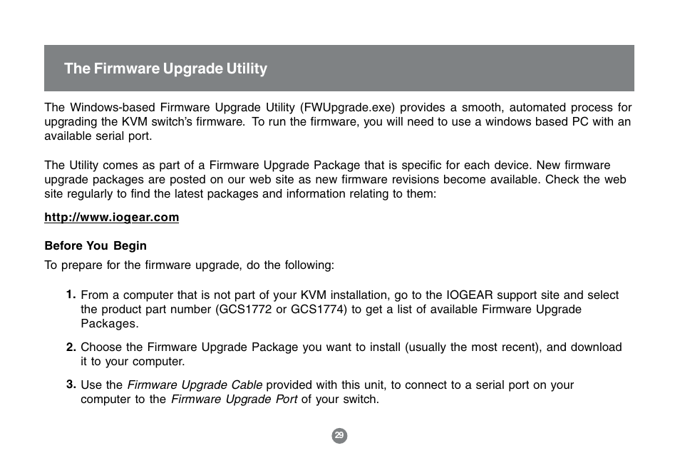 The firmware upgrade utility | IOGear GCS1772 User Manual | Page 31 / 45