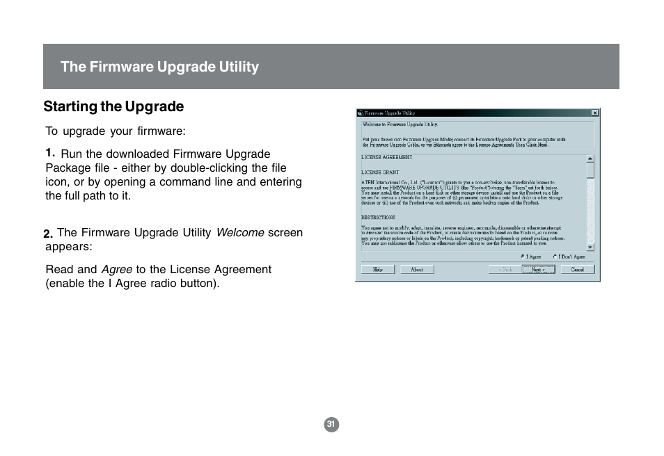 Starting the upgrade the firmware upgrade utility | IOGear GCS1772 User Manual | Page 33 / 45