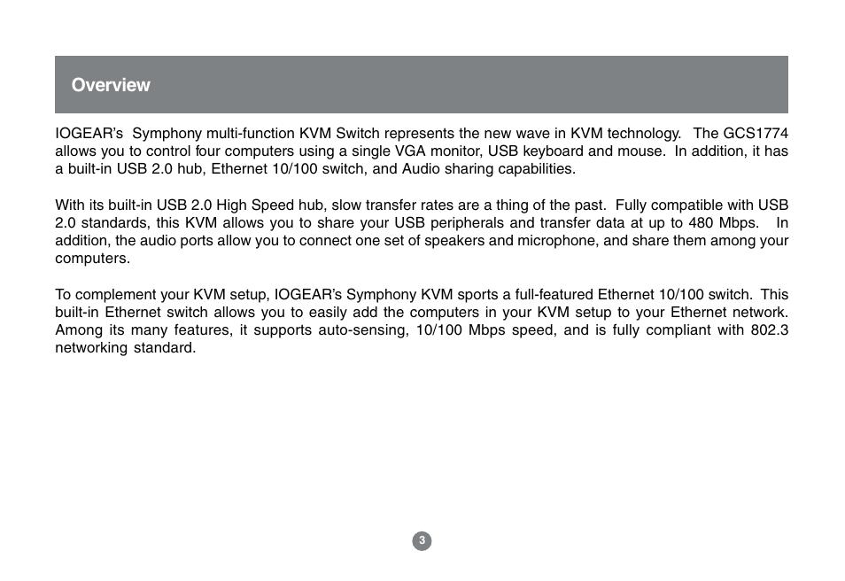 Overview | IOGear GCS1772 User Manual | Page 5 / 45