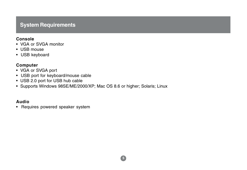 System requirements | IOGear GCS1772 User Manual | Page 7 / 45