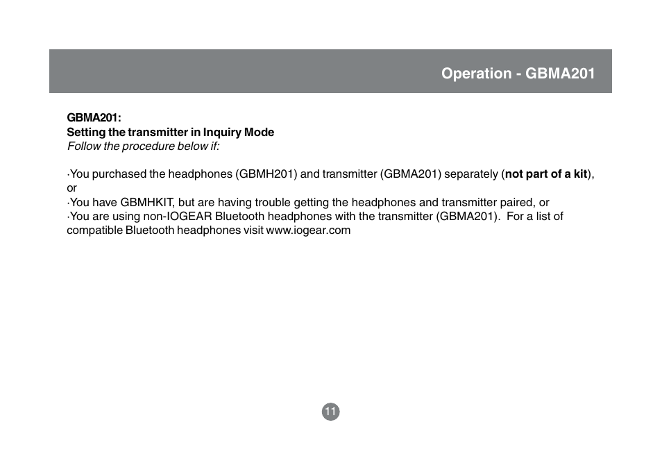 Operation - gbma201 | IOGear GBMA201 User Manual | Page 13 / 32