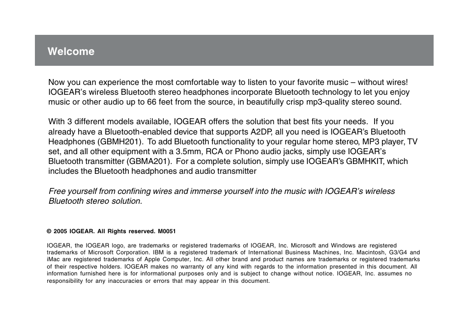 Welcome | IOGear GBMA201 User Manual | Page 2 / 32