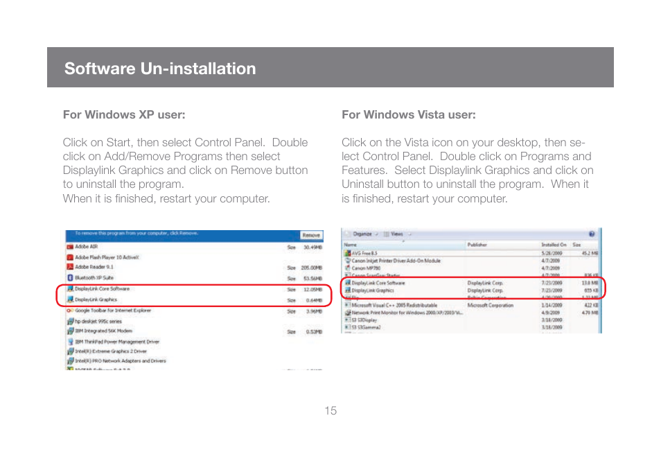 Software un-installation | IOGear GUC2015V User Manual | Page 15 / 24