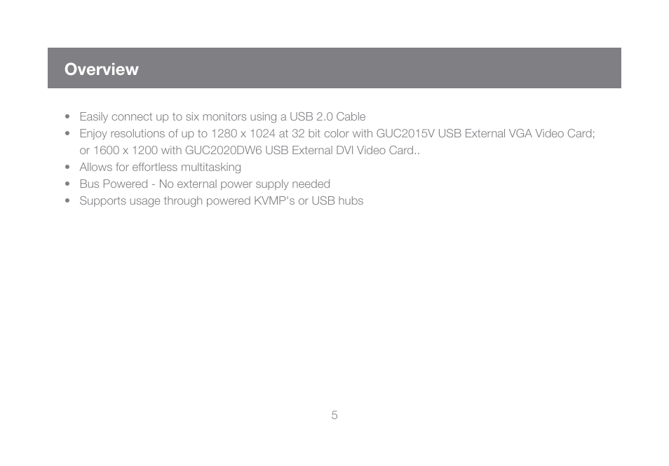 Overview | IOGear GUC2015V User Manual | Page 5 / 24