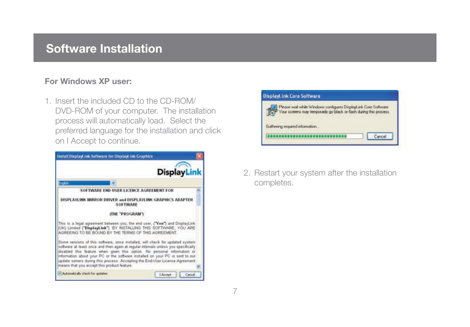 Software installation, For windows xp user | IOGear GUC2015V User Manual | Page 7 / 24
