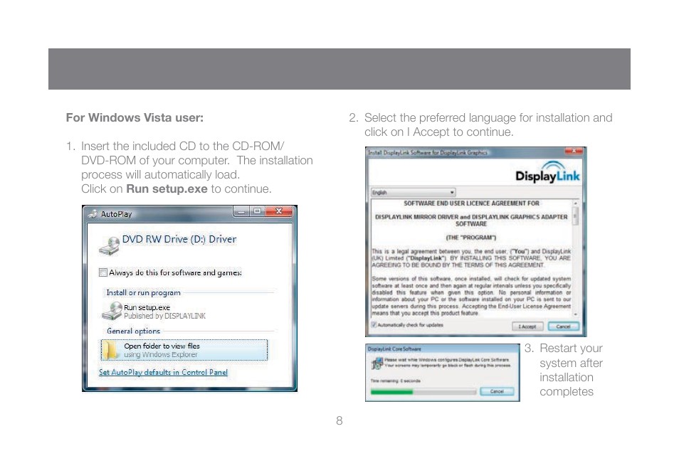 For windows vista user | IOGear GUC2015V User Manual | Page 8 / 24