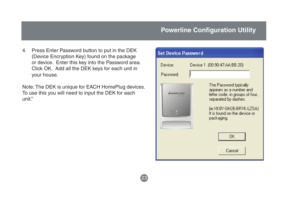 Powerline confi guration utility | IOGear HomePlug to Ethernet Bridge GHPB42 User Manual | Page 22 / 75