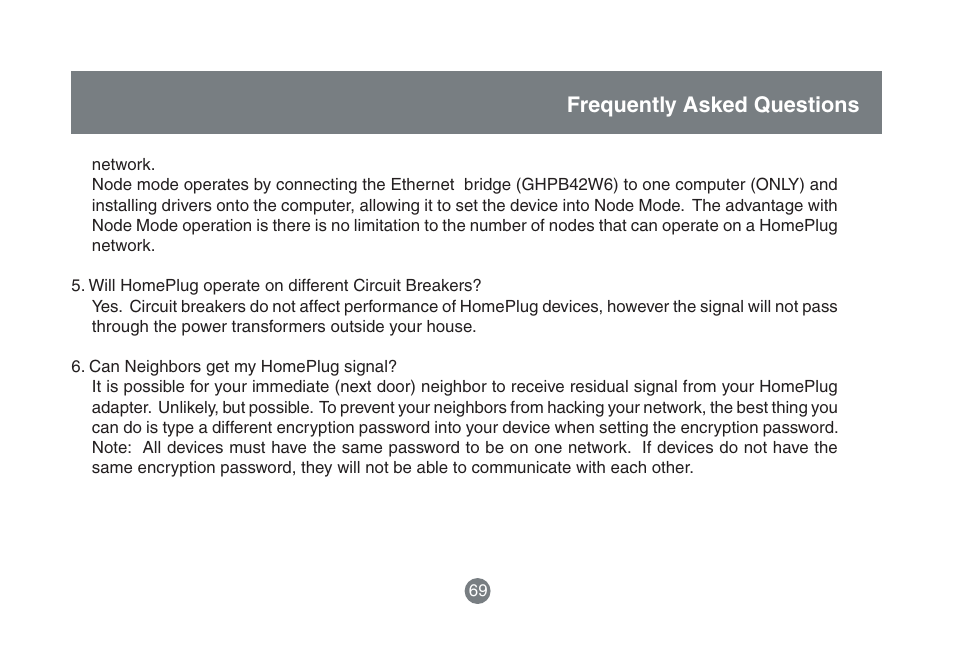Frequently asked questions | IOGear HomePlug to Ethernet Bridge GHPB42 User Manual | Page 68 / 75