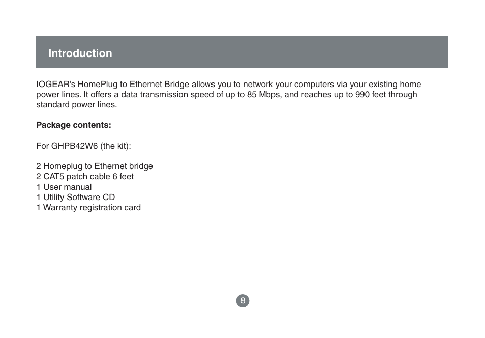 Introduction | IOGear HomePlug to Ethernet Bridge GHPB42 User Manual | Page 7 / 75