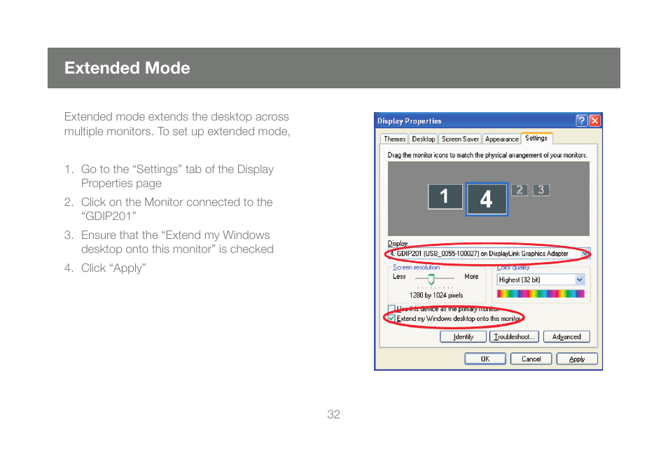 Extended mode | IOGear DVI Net ShareStation GDIP201 User Manual | Page 32 / 74