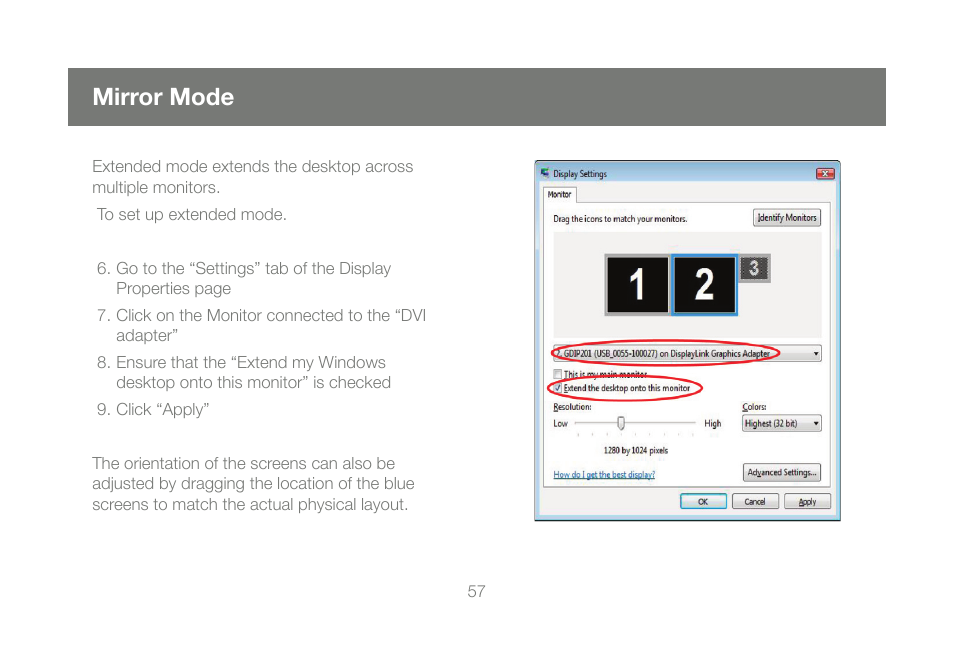 Mirror mode | IOGear DVI Net ShareStation GDIP201 User Manual | Page 57 / 74