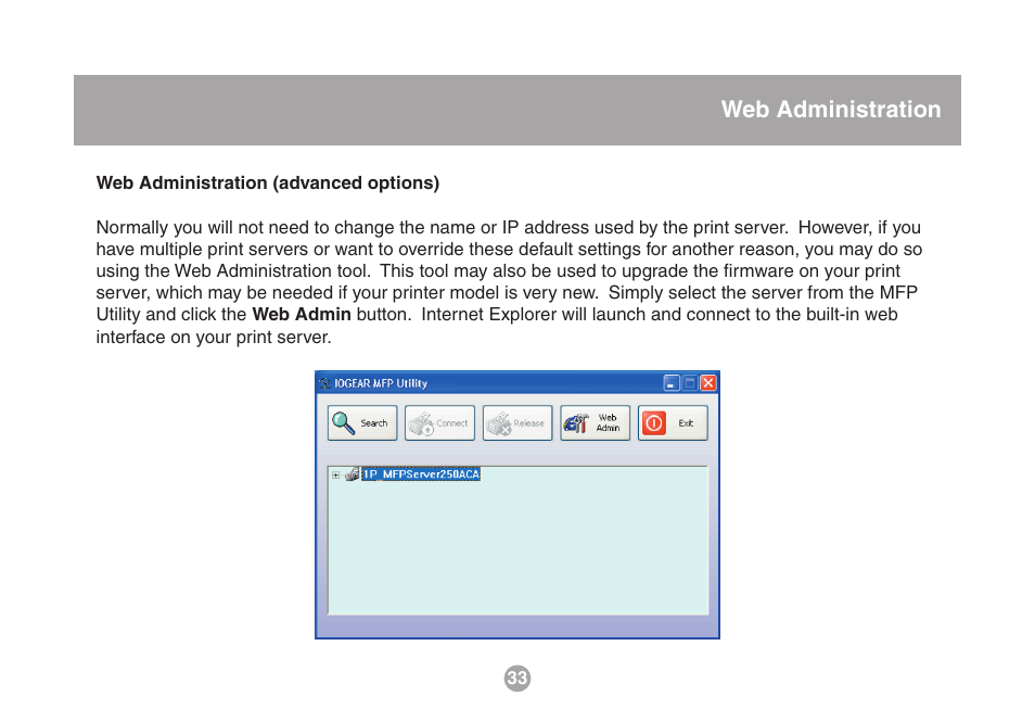 Web administration | IOGear USB Multi GMFPSU01 User Manual | Page 33 / 44