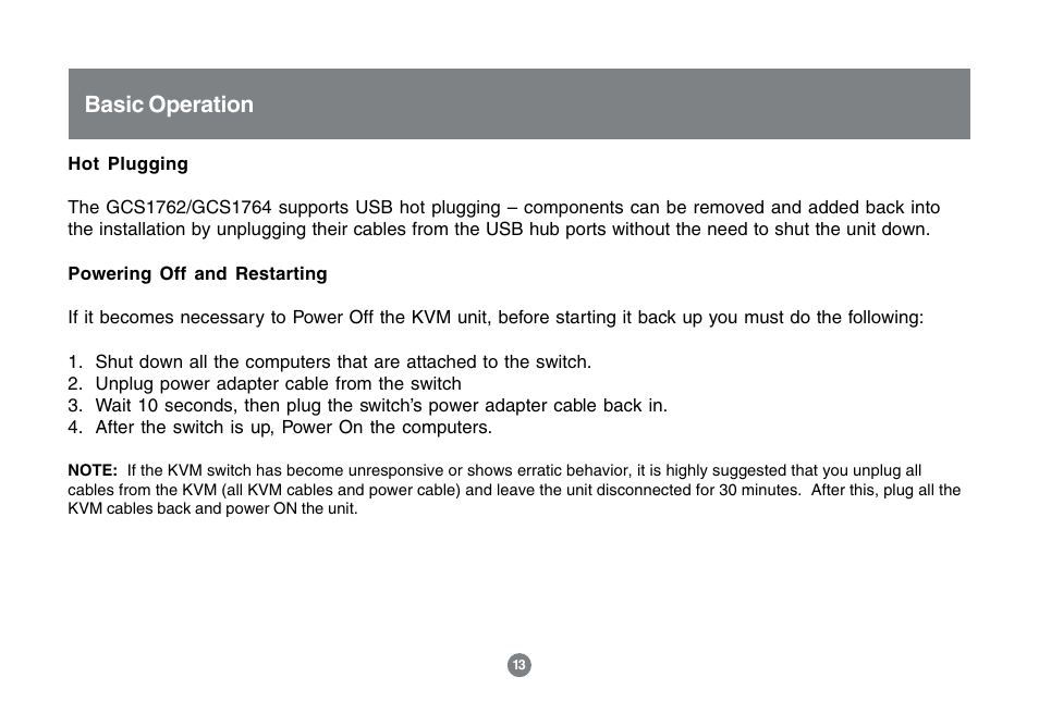 Basic operation | IOGear MINIVIEW GCS1762 User Manual | Page 16 / 46