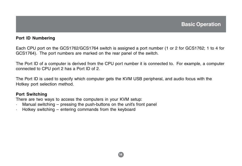 Basic operation | IOGear MINIVIEW GCS1762 User Manual | Page 17 / 46