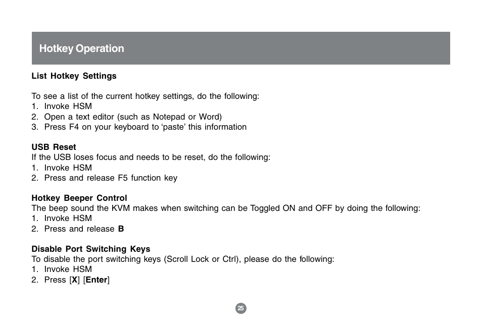 Hotkey operation | IOGear MINIVIEW GCS1762 User Manual | Page 28 / 46