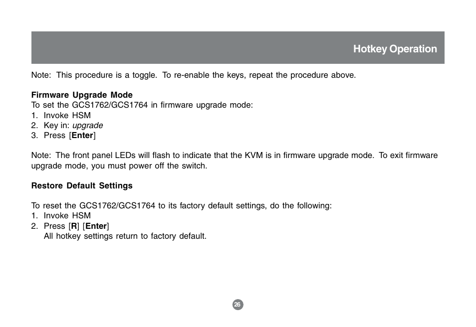 Hotkey operation | IOGear MINIVIEW GCS1762 User Manual | Page 29 / 46