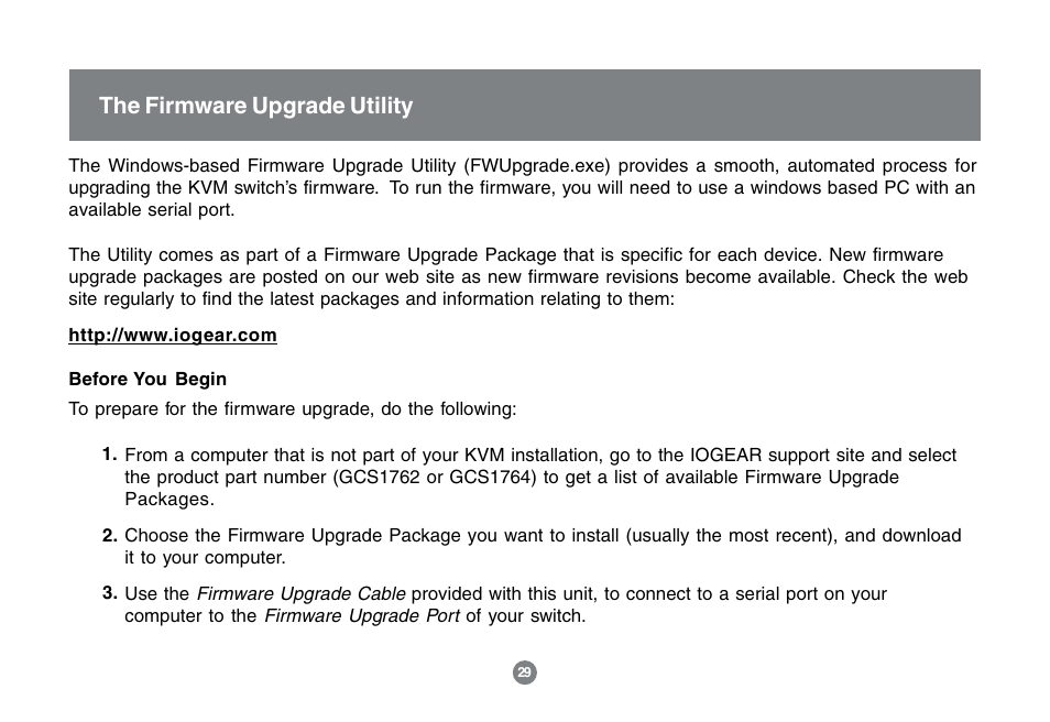 The firmware upgrade utility | IOGear MINIVIEW GCS1762 User Manual | Page 32 / 46