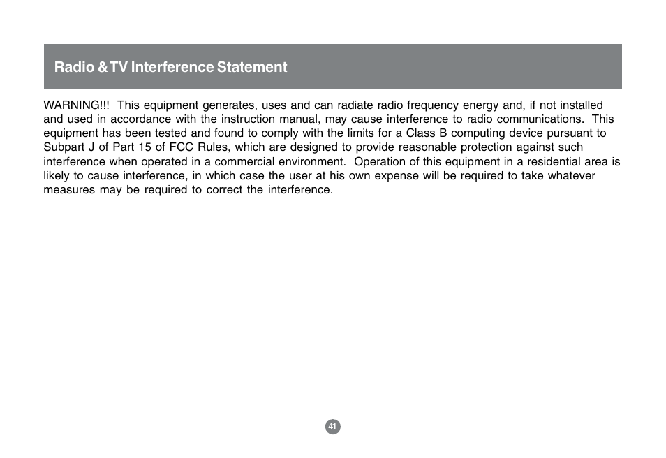 Radio & tv interference statement | IOGear MINIVIEW GCS1762 User Manual | Page 44 / 46